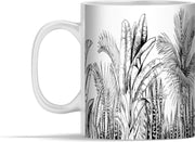 Mok - Bladeren - Illustratie - Zwart - Wit - 350 ml - Beker