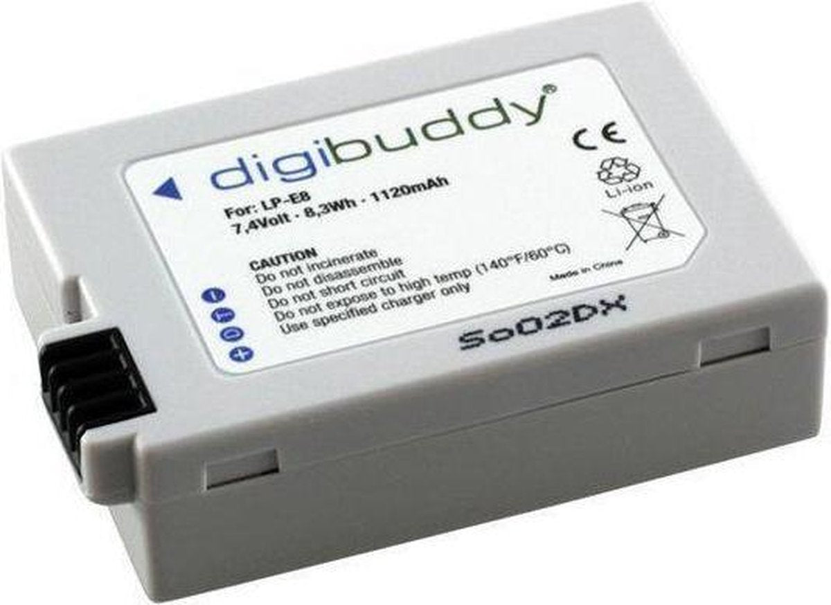 Digibuddy accu Canon LP-E8 (o.a. voor de Canon EOS 550D / 600D / 650D / 700D)
