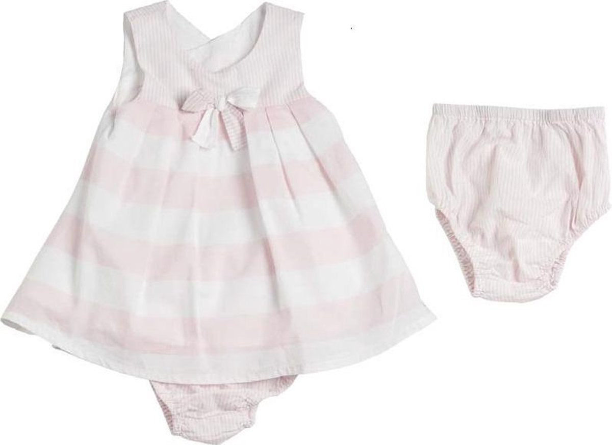 iDO Baby  Setje  Jurk  Met Onderbroek - Roze / Wit - Maat 62-68