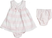 iDO Baby  Setje  Jurk  Met Onderbroek - Roze / Wit - Maat 62-68