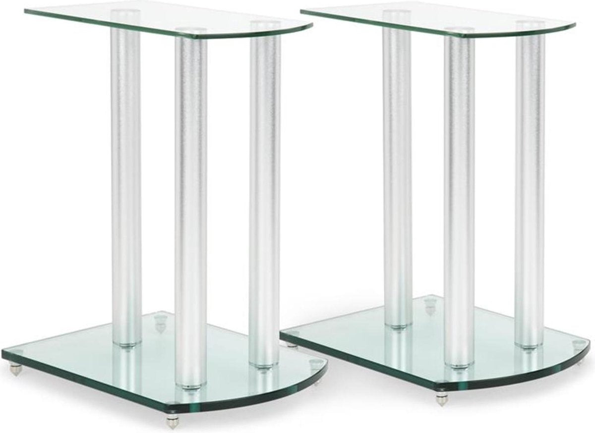LS-46 set van 2 luidsprekerstandaards glas/aluminium <10 kg belastbaar
