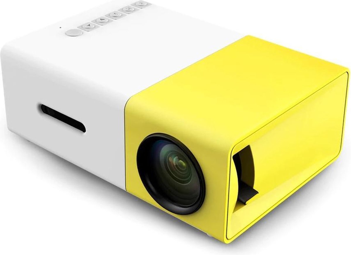 Mini Beamer Geel/wit - Projector - Inclusief HDMI kabel - Afstandbediening - Draagbaar