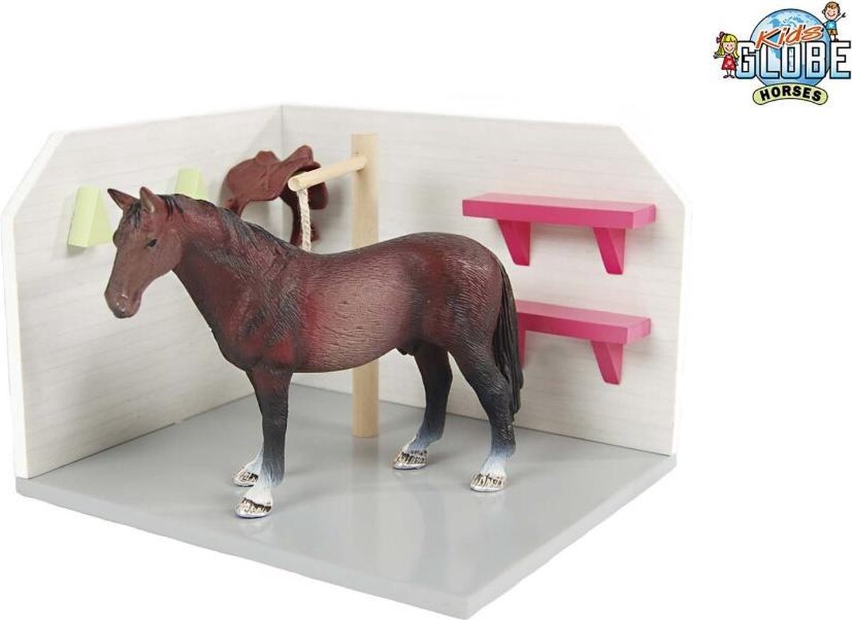 Kids Globe - Paarden wasbox roze - Speelfigurenset - 15 x 18 x 12 - Schaal 1:24 (610205)