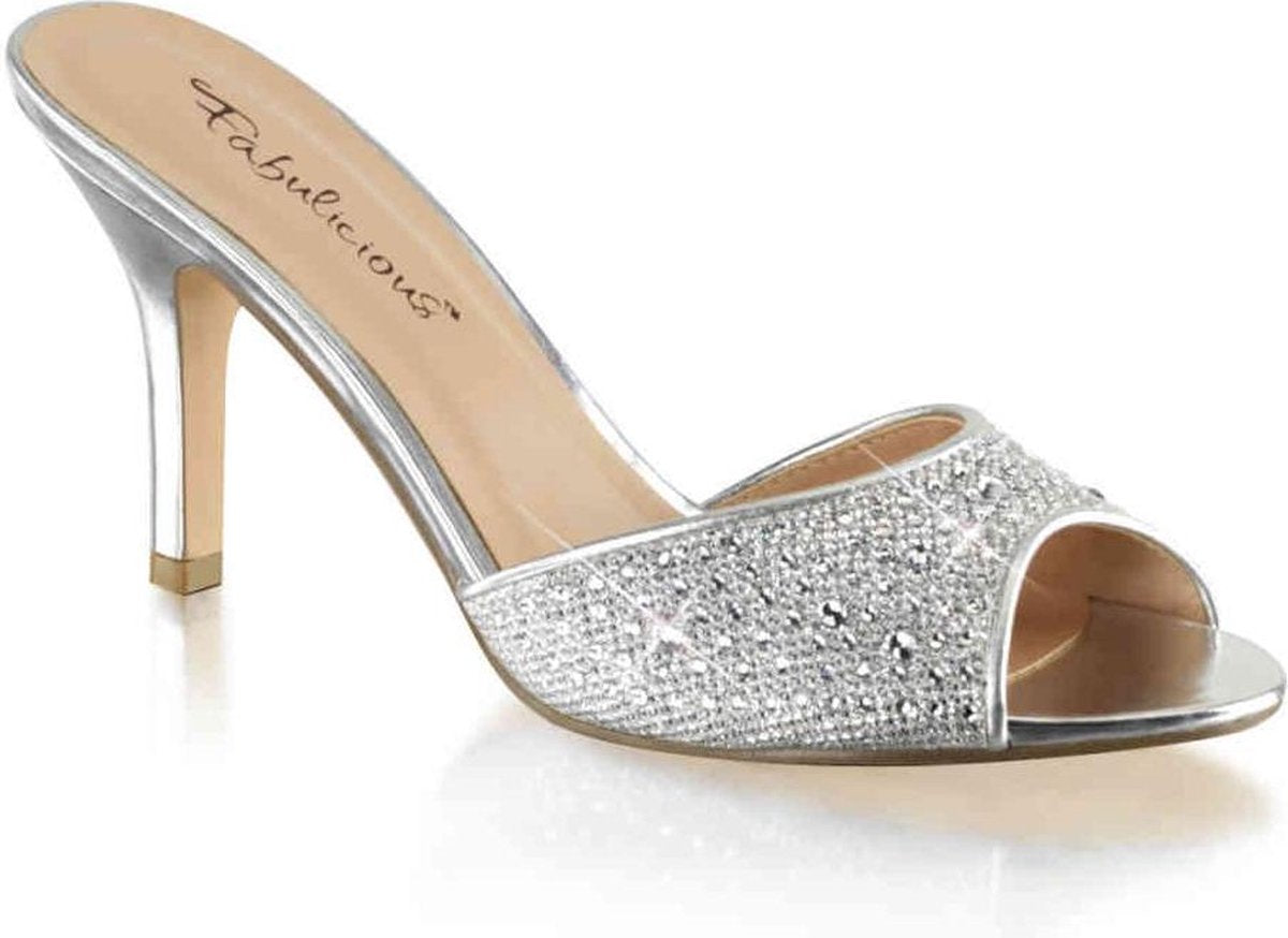 Fabulicious Muiltjes met hak -39 Shoes- LUCY-01 US 9 Zilverkleurig