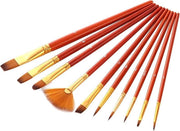 Winkrs - Hobbykwasten & Penselen - 10 Stuks - voor Acryl en Olieverf - Rood