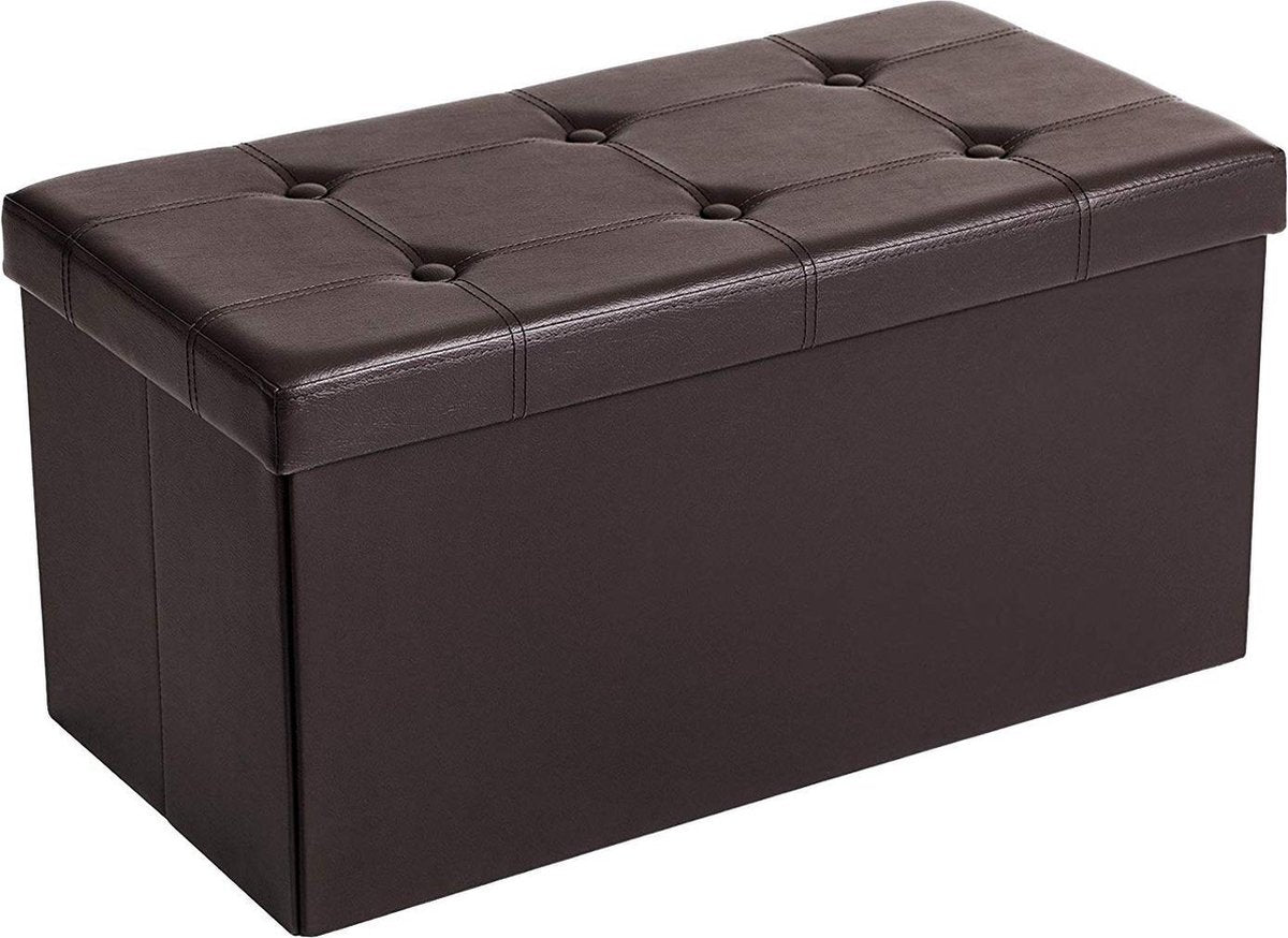 Hoppa! opbergkist met zitvlak - Kunstleer - Bruin - 76 x 38 x 38 cm
