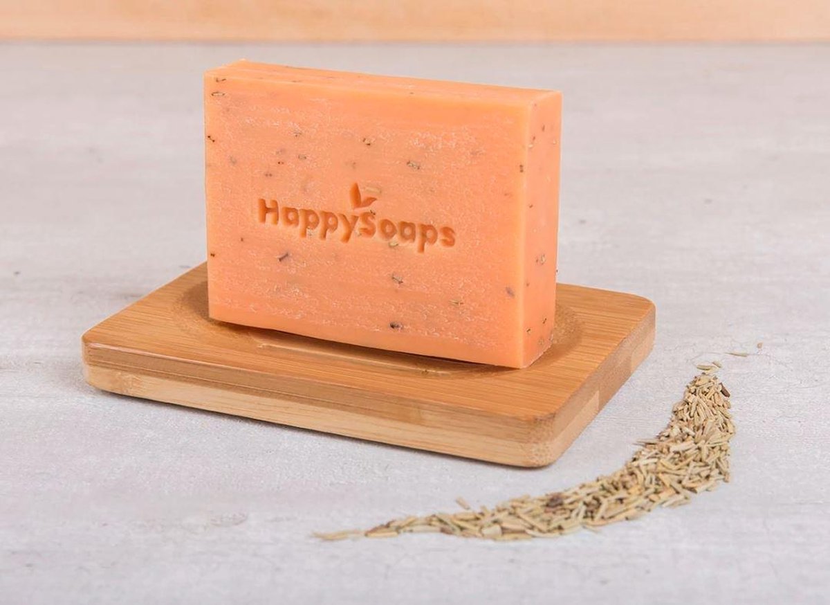 HappySoaps - Body Bar Arganolie & Rozemarijn met zeephouder