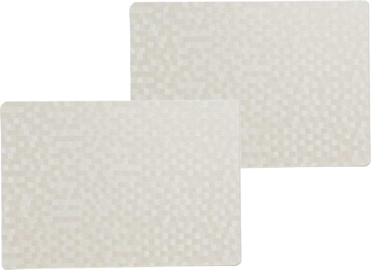 10x stuks stevige luxe Tafel placemats Stones wit 30 x 43 cm - Met anti slip laag en Pu coating toplaag