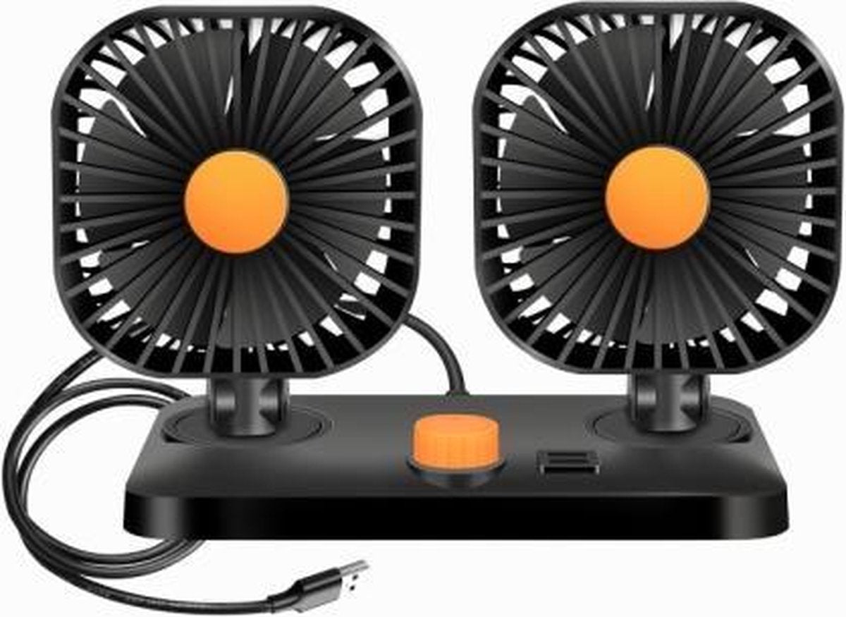 Mini USB 12 / 24V auto elektrische ventilator dubbele kop ventilator