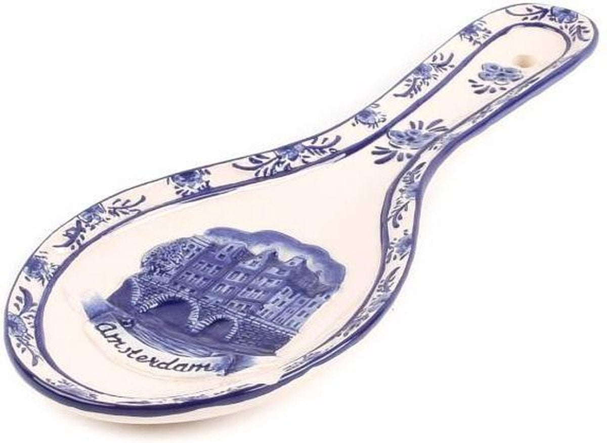 Delfts Blauw Embossed Lepelhouder Amsterdam - Souvenir