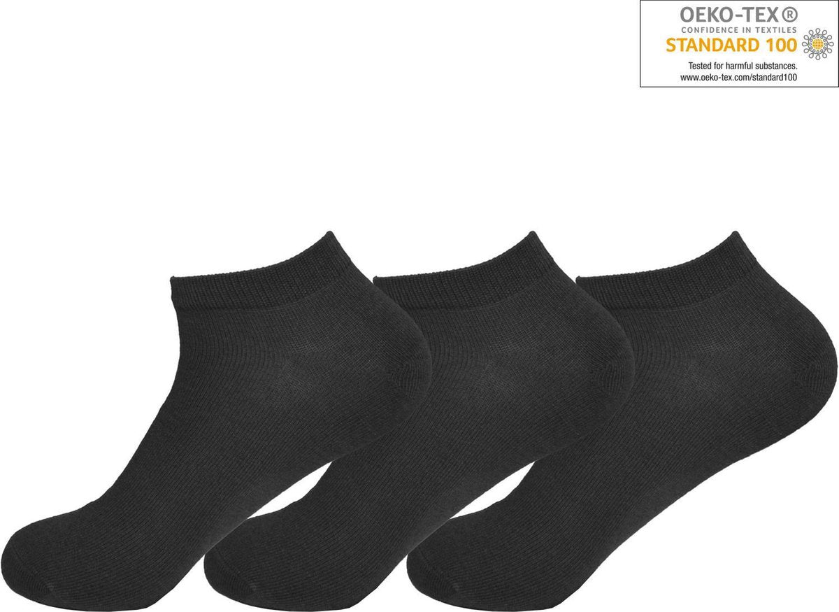 Gianvaglia Dames Enkelsokken 12-pack - Zwart - Maat 35-38 - Korte Sokken