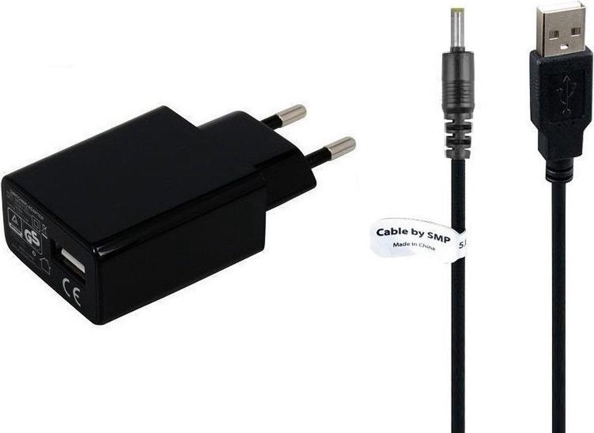 3A 3.5 mm pin lader. 1 m Oplaadkabel  en oplader adapter  stekker TUV gekeurd  Past ook op