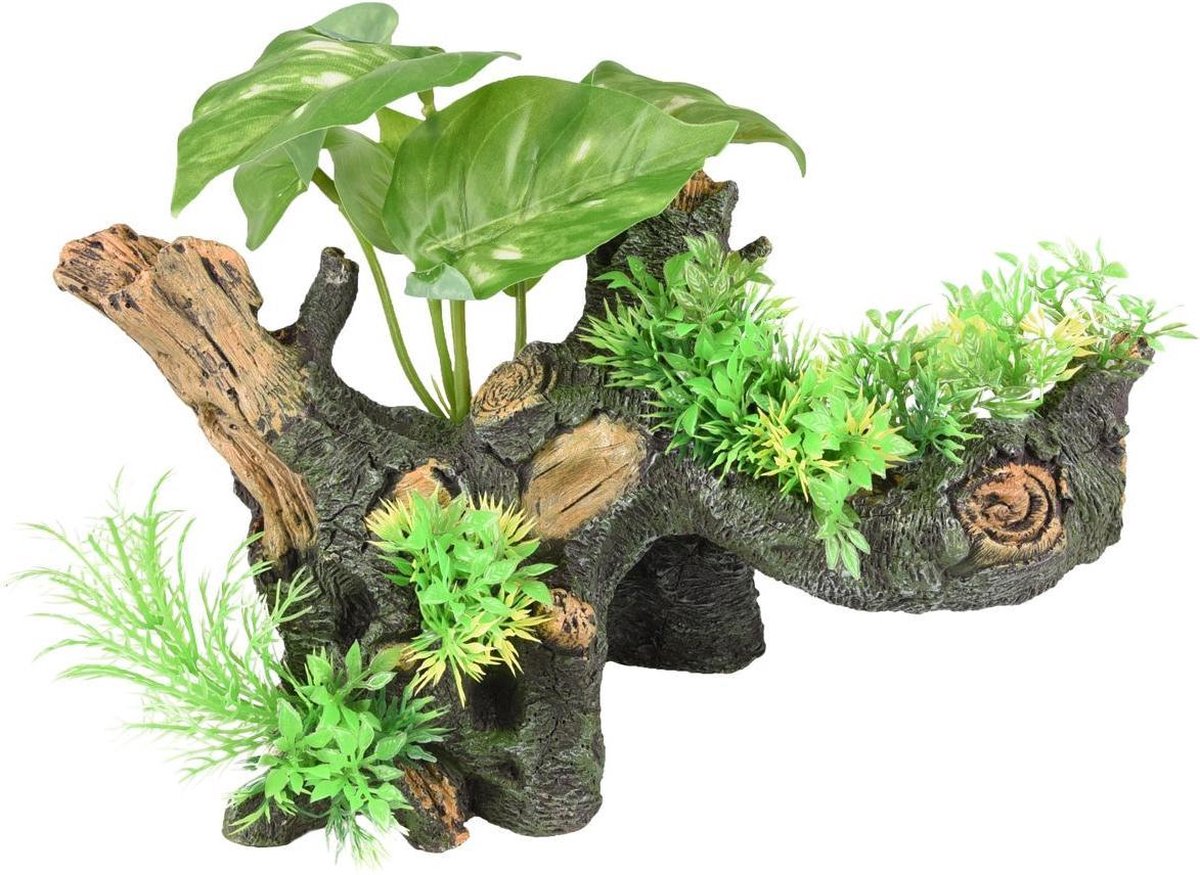 Aquarium decoratie Ariel tak + plant - 19 x 16 x 20 cm
