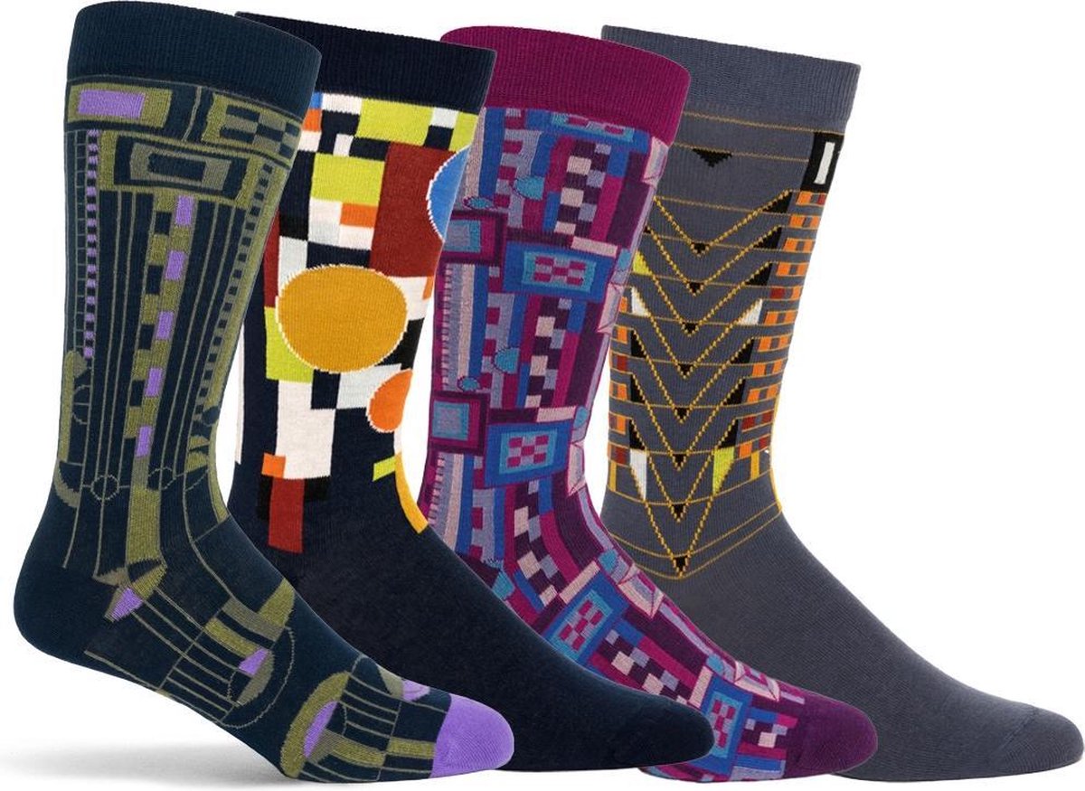 OZONE | Set van 4 Heren Sokken | Frank Lloyd Wright Collectie | Unisize | Comfort en stijl | Geschenkset | Tree of Life