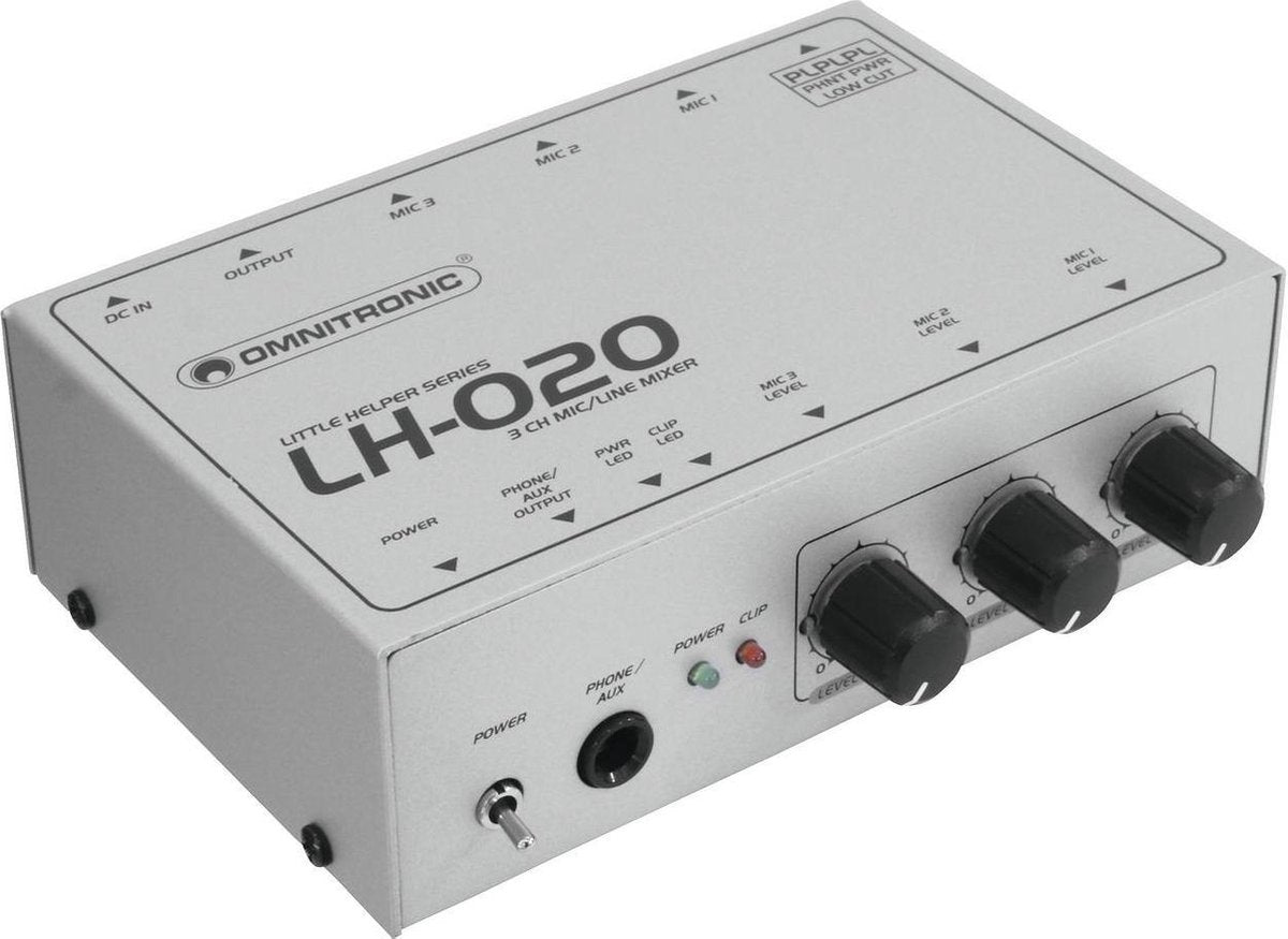 OMNITRONIC Mengpaneel - Audio mixer LH-020 3-Channel Mic Mixer