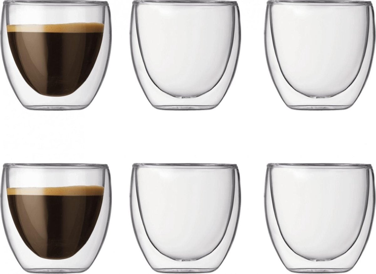 Bodum Pavina Dubbelwandig Glas - 0.08 l - 6 stuks