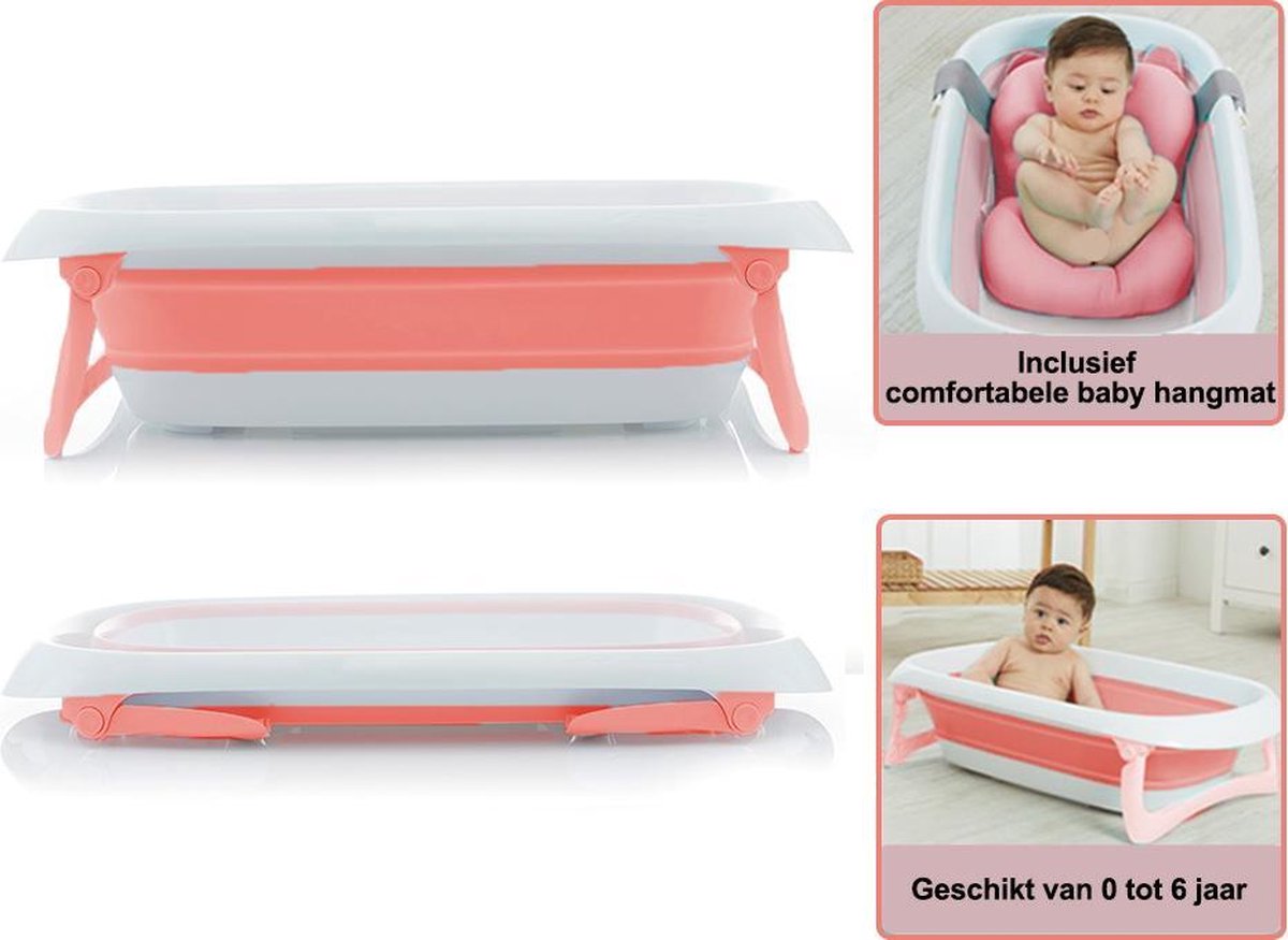 Baby badje opvouwbaar met comfortabel kussen - babybadje - geschikt van 0-6 jaar - Roze