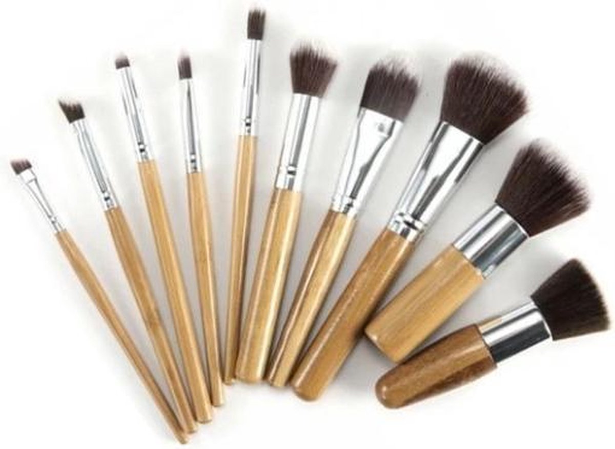 Glamza Bamboe Make-up Borstelset - 10 stuks