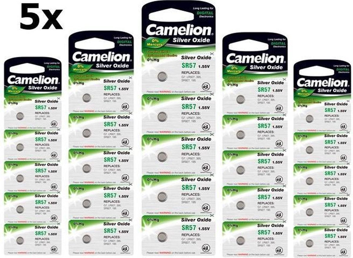 25 Stuks (5 Blister a 5st) Camelion 399-395/G7/SR927W 1.5V 52mAh knoopcel batterij