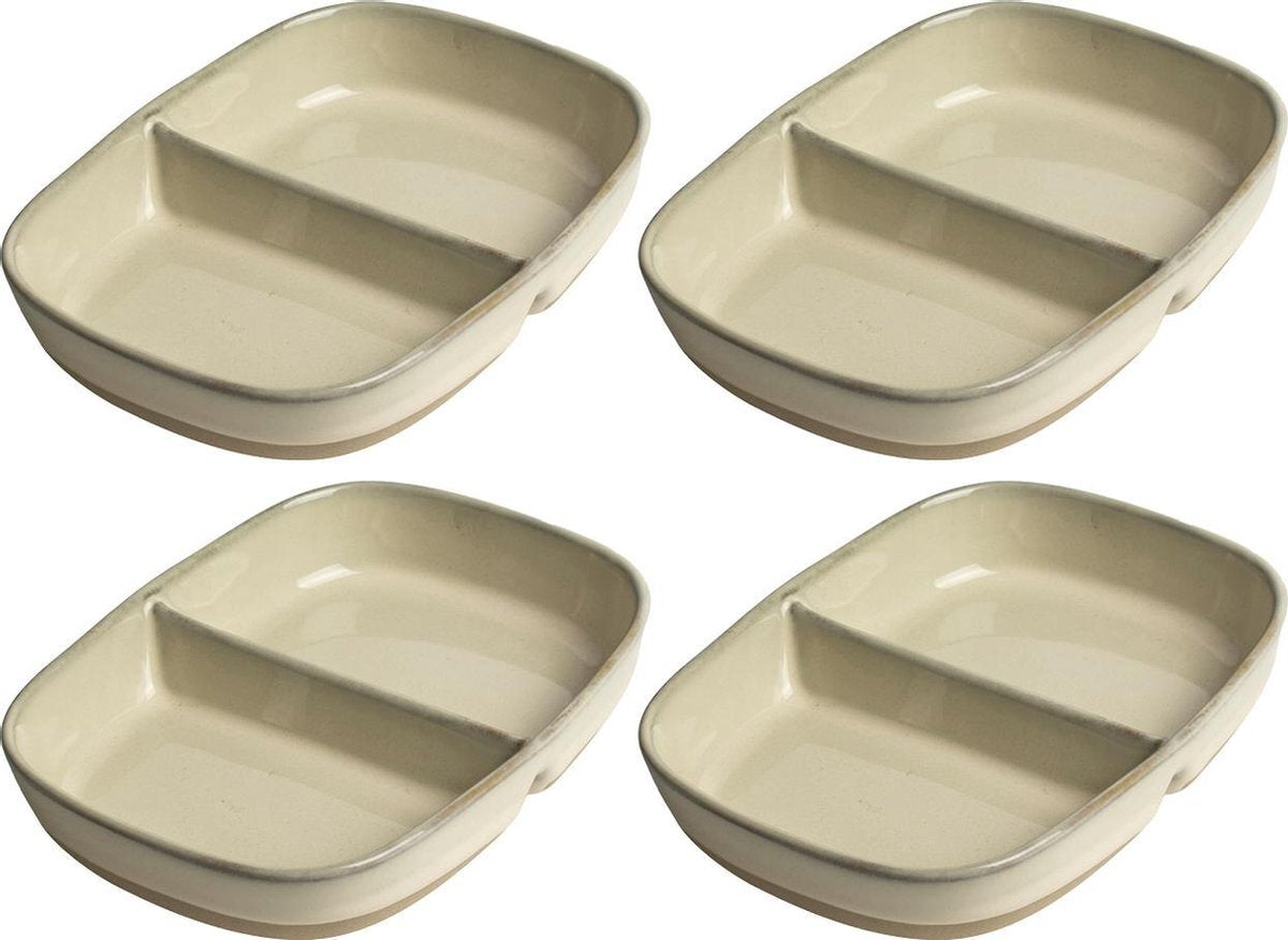 2-vaks Schaaltje ivoor - set 4 stuks