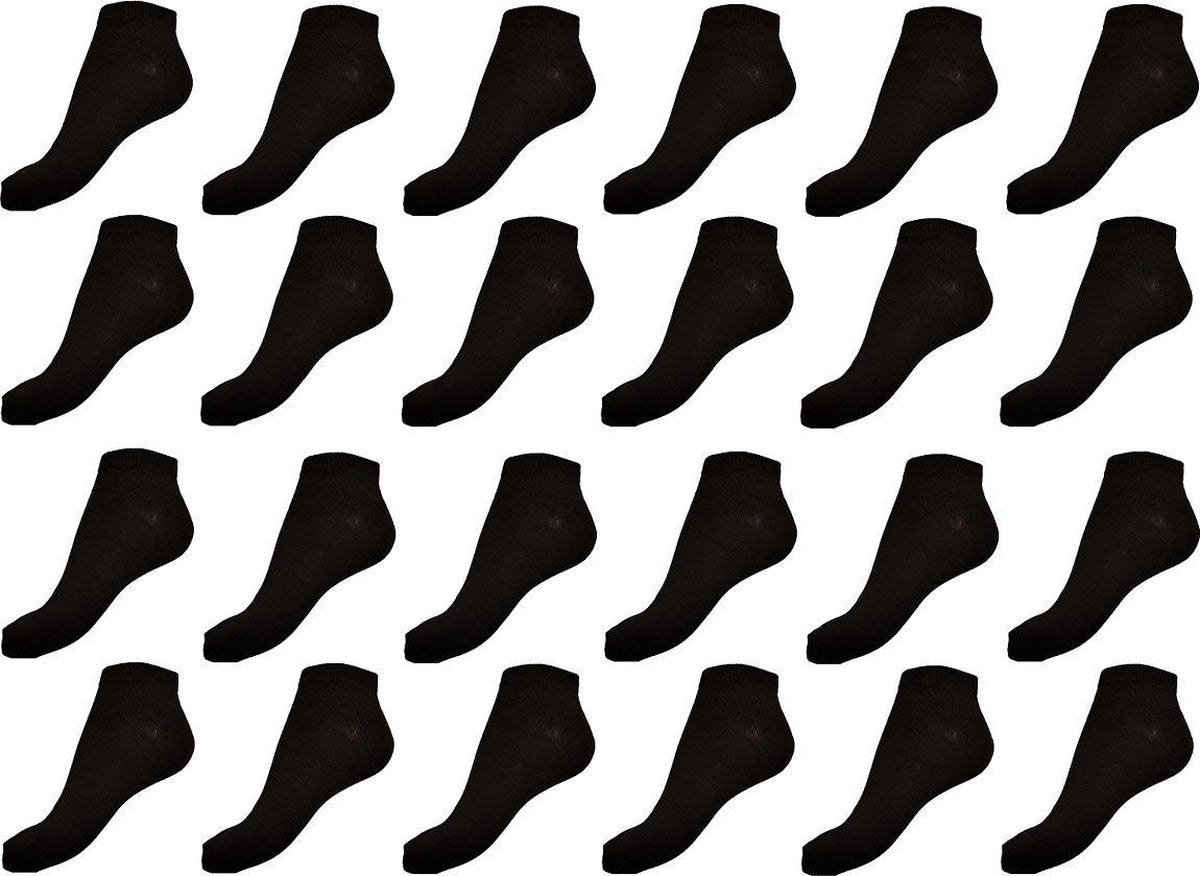 sneakersokken 12 paar zwart maat 40-44