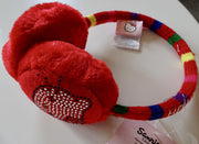 Rood gestreepte oorwarmers van Hello Kitty