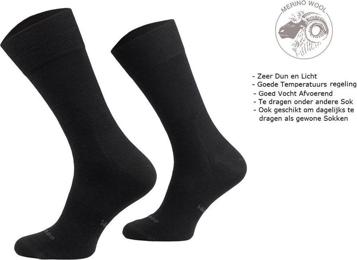 Comodo Dunne en Lichte Wandelsokken met Merino Wol - Zwart 39/42