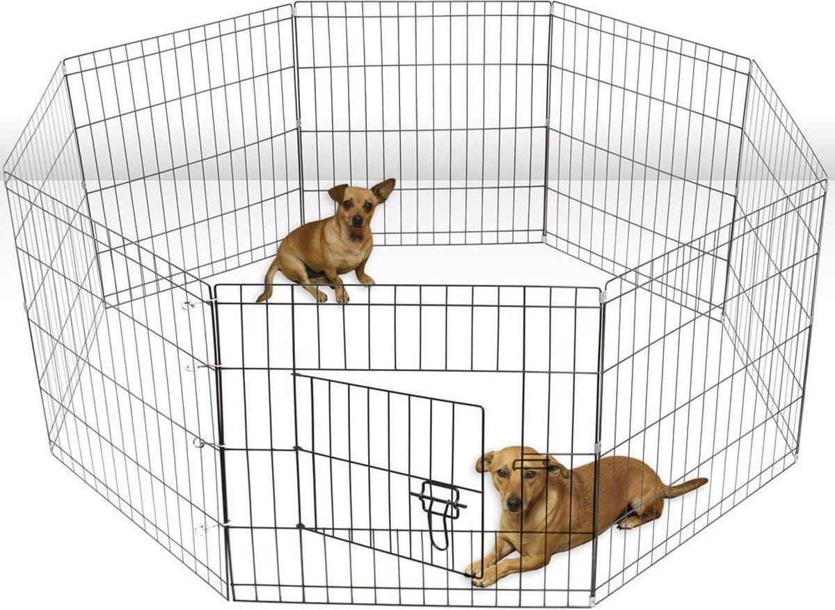 Puppyren Uitvouwbaar Zwart 91cm hoog - 560cm omtrek