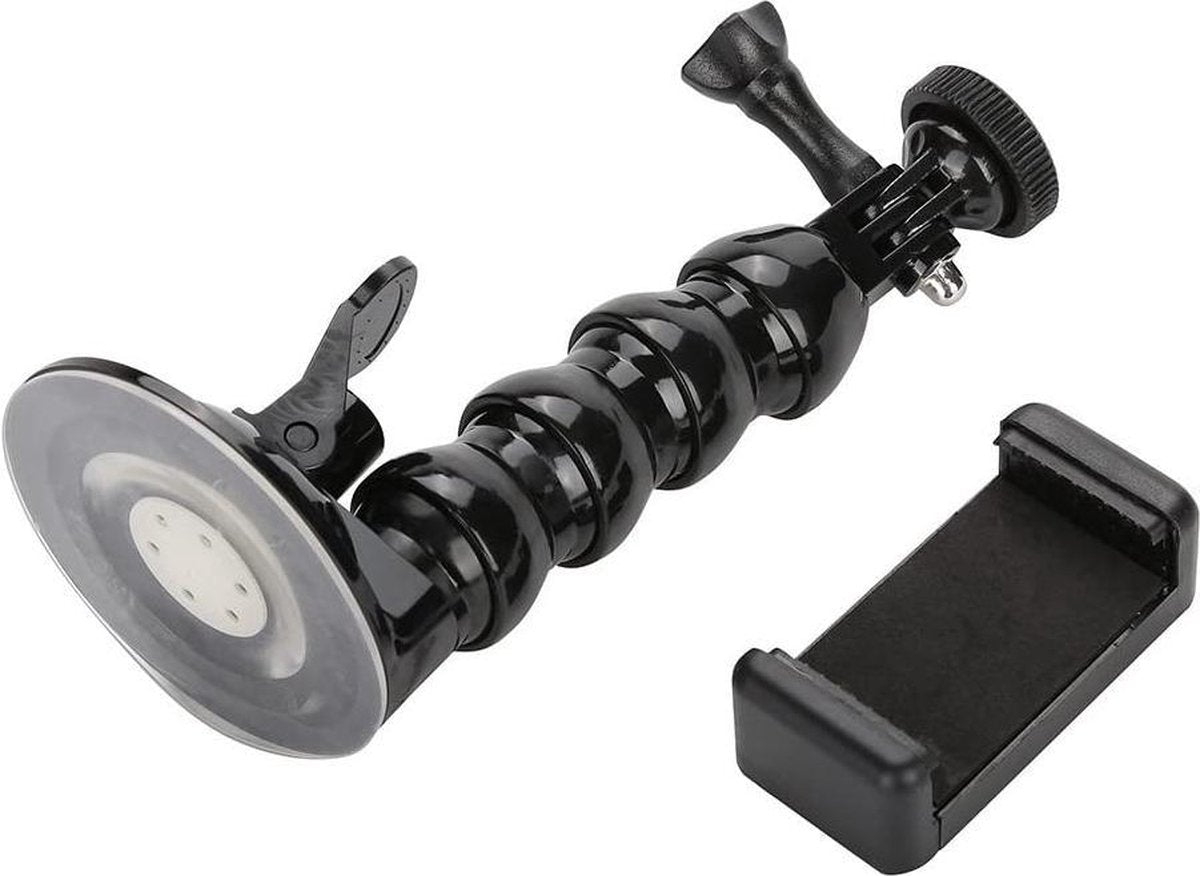 PRO SERIES Zuignap Car Mount Sucker Bracket met gsm-Houder voor GoPro / DJI OSMO en ActionCam - Zwart