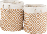 J-Line Set Van 2 Manden Papier Katoen Wit/Naturel