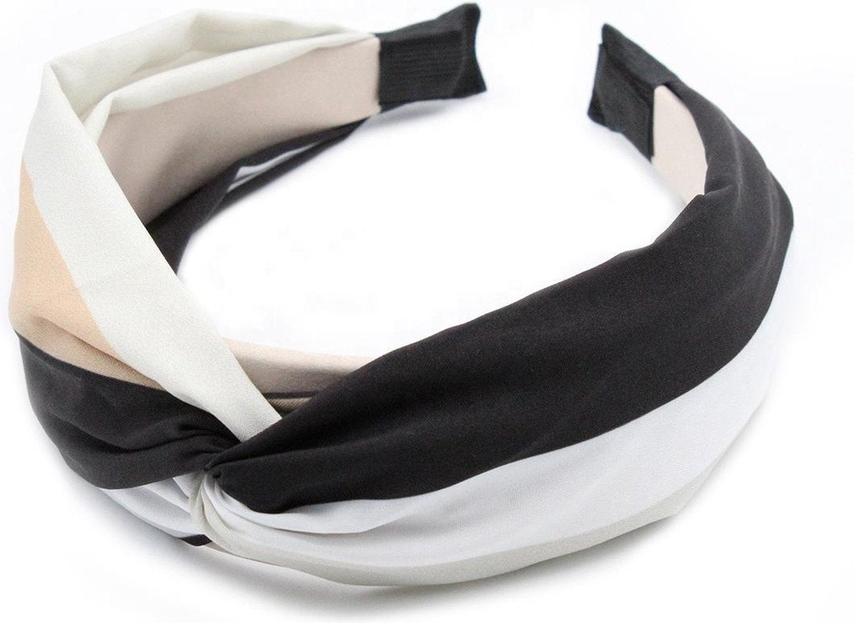 Dames diadeem tweekleurig beige zwart - dames haarband