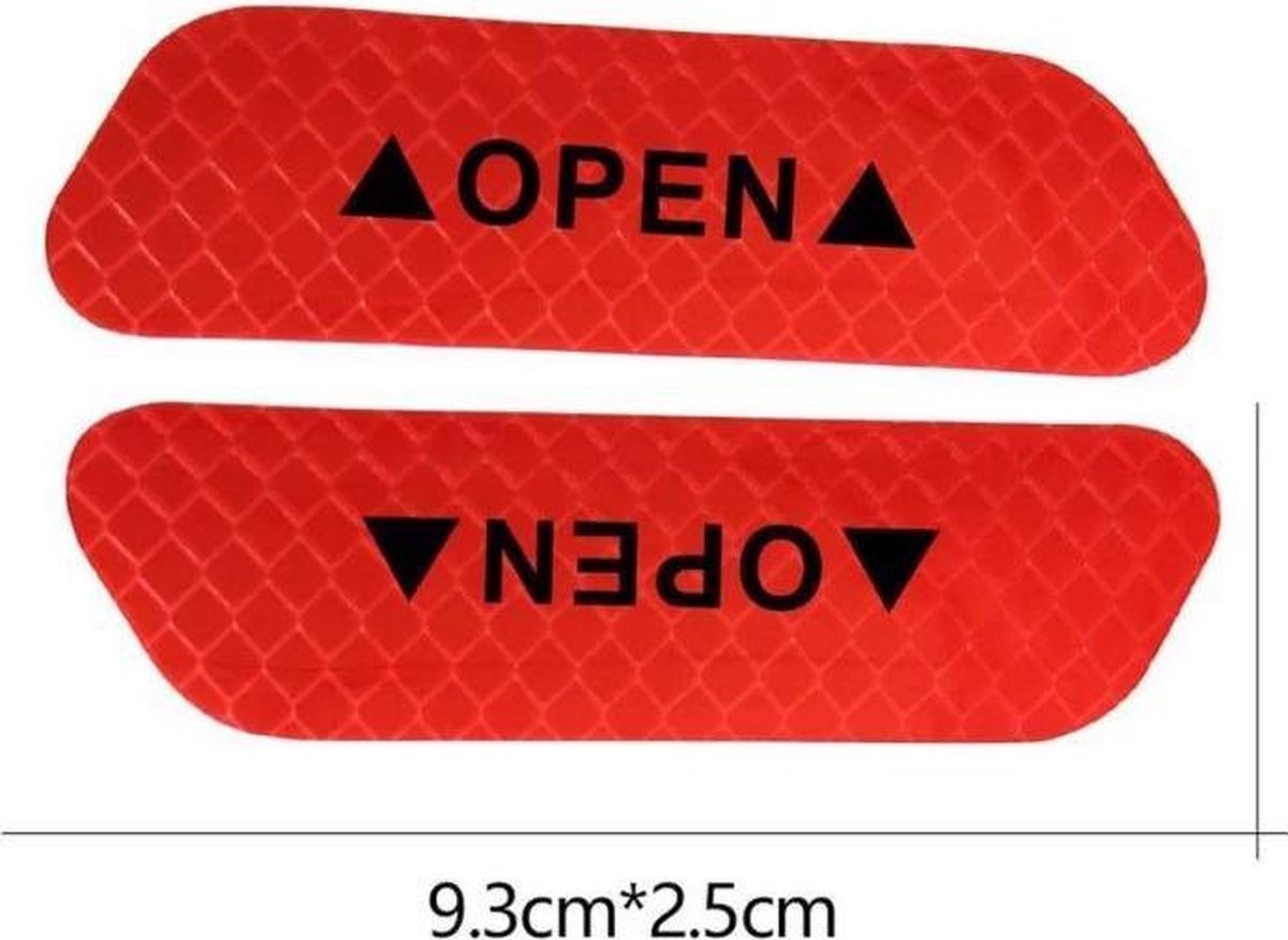 Reflecterende Stickers | Auto Reflecterende Deur Sticker | Reflecterende Strips | Open Portier | Veiligheid | Reflecterende Strips Voor Fiets | Glow In The Dark Strips | Nacht Strips Veiligheid | Autoaccessoires | Reflecterend Rood | 4 Stuks