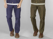 Herenbroek met achterzak met ritssluiting blauw/grijs maat 52
