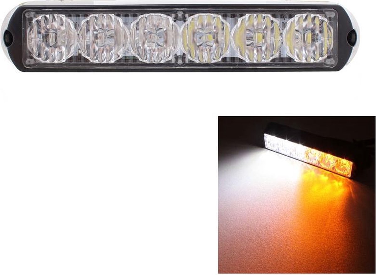 18W 1080LM 6-LED wit + geel licht Wired auto knipperend waarschuwingssignaallampje