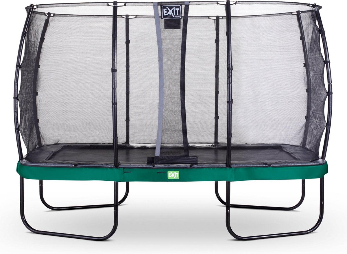 Trampoline EXIT Elegant - 244x427cm met veiligheidsnet Economy - groen
