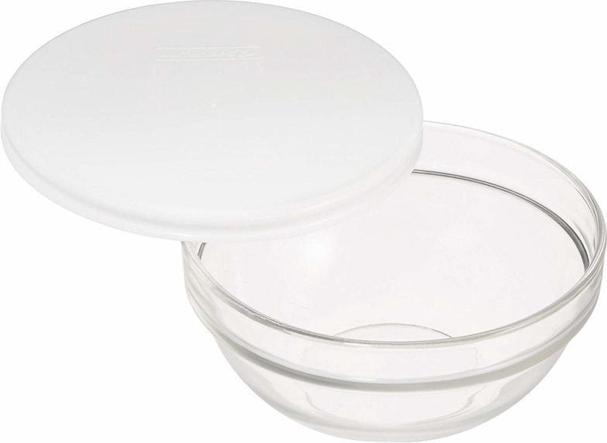 5x stuks glazen schalen/kommetjes met deksel 20 cm - Sla/salade serveren - Schalen/kommen van glas