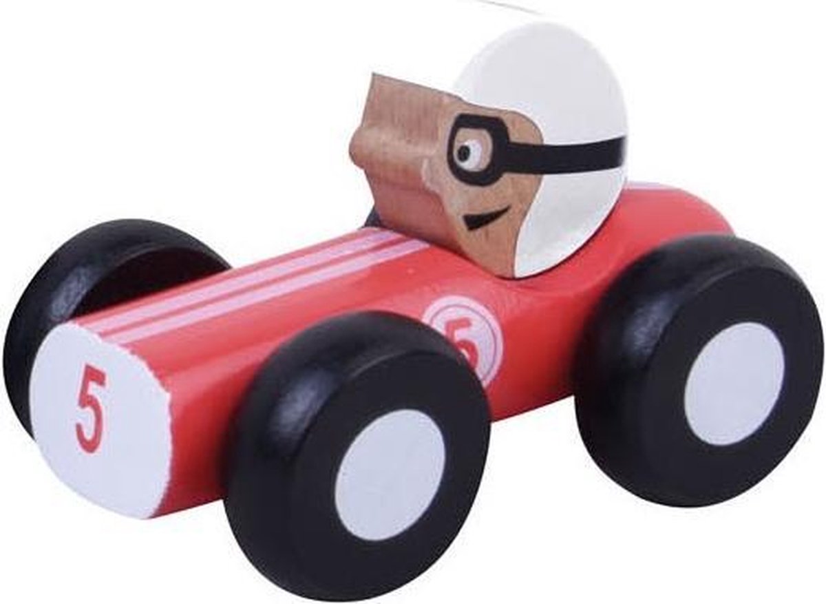 Jouéco Houten Raceauto 9 Cm Rood