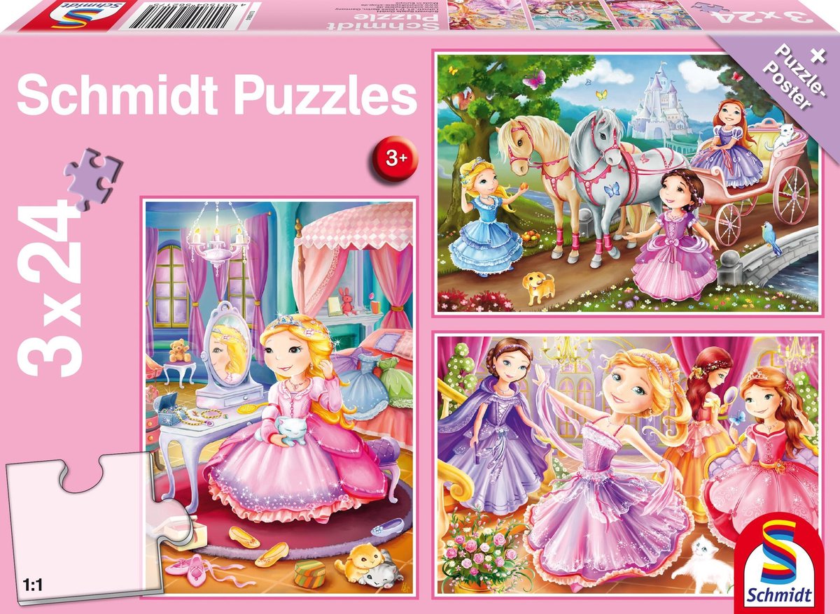 Märchenhafte Prinzessin. 3 x 24 Teile Puzzle