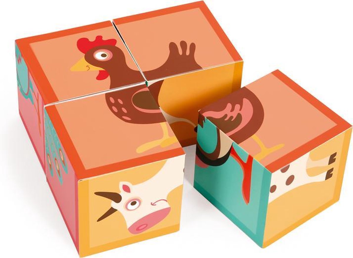 Scratch Build&Play: BLOKKENPUZZEL Boerderij met 4 blokken 12x12x6cm