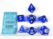 Chessex Translucent Blue w/white polydice set