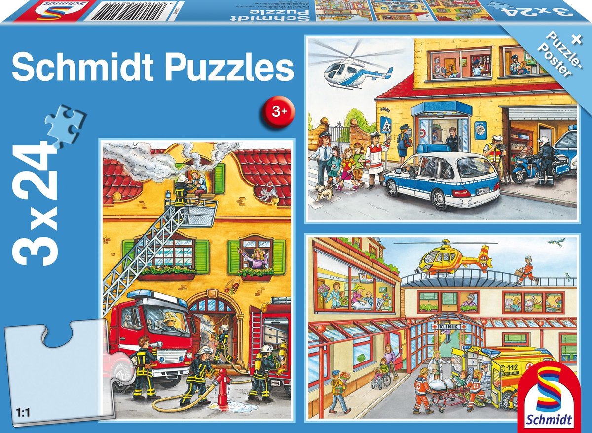 Feuerwehr und Polizei. 3 x 24 Teile Puzzle
