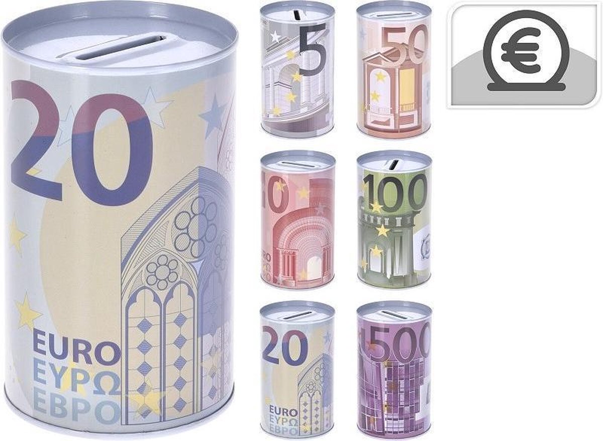 Spaarpot euro 80x127mm 6 assorti