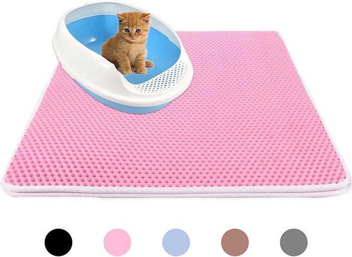 Kattenbakmat – Grit Opvanger – Schoonloopmat – Katten Mat – Matje Voor Kattenbak – 40X50CM - Roze