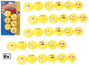 36x Bier pong ballen met Emoji 4 cm geel