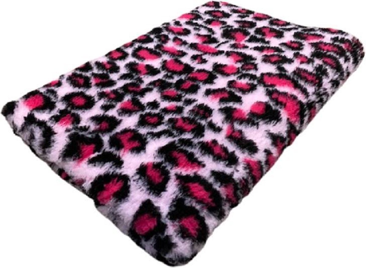 2 Stuks - Vetbed - Dierenmat - Hondenkleed - benchmat - Puppykleed - Luipaard Roze - Latex Anti Slip 75 x 50 cm - Machine wasbaar