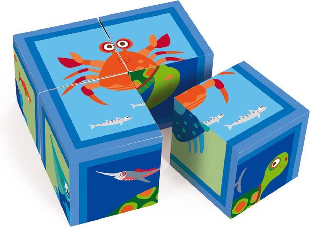 Scratch Build&Play: BLOKKENPUZZEL Oceaan met 4 blokken 12x12x6cm
