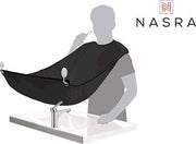 Nasra- Baard schort- Baardcape met zuignappen- Scheerschort- Zwart