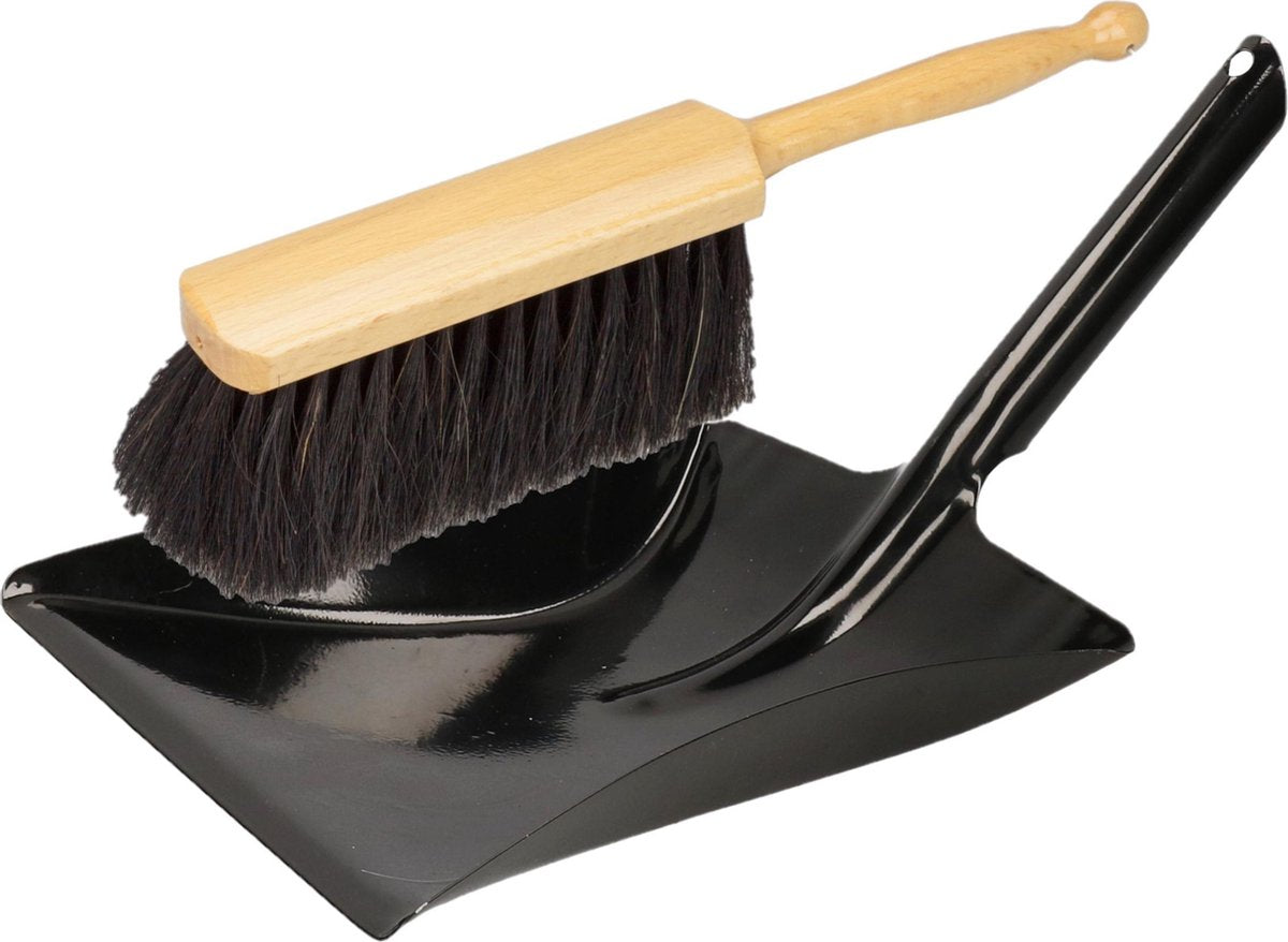 Stoffer en blik zwart van metaal/hout voor binnen