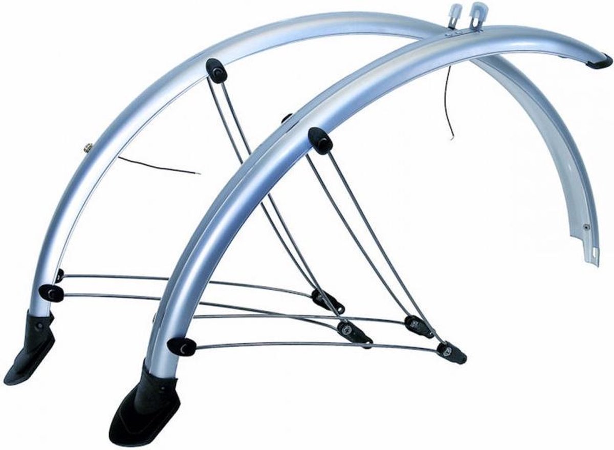 Spatbordset 28" PVC 45mm Zilver Met stroomkabelgeleiding