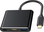 Bee's USB C HUB - USB C naar HDMI - 3 in 1 - 4K HDMI - USB 3.0 - USB C Oplaadport - 3 Poorten - Zwart